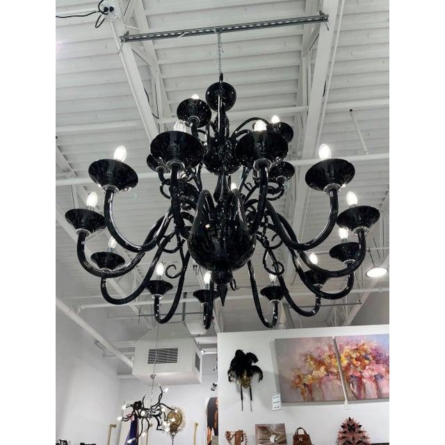 Glass Simone Cenedese - Black Beauty Chandelier For Sale - Image 7 of 12