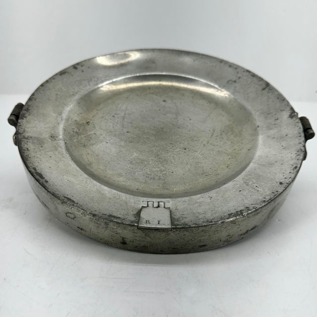 English Early 19th Century English Pewter Heating Dish or Hall Keys Plate R I For Sale - Image 3 of 10