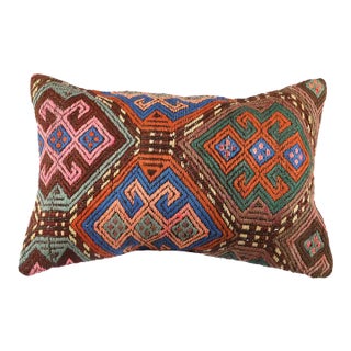 Embroidered Handmade Kilim Pillow For Sale