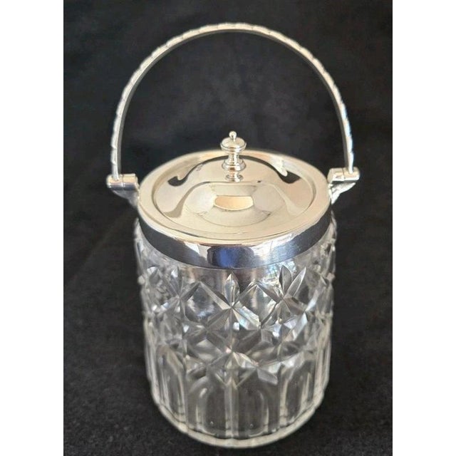 Antique George V Cut Glass Biscuit Barrel with Sterling Silver Mount ...