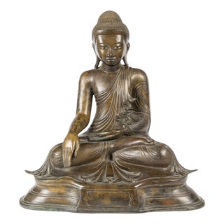 Late 19th Century Bronze Seated Buddha, Burma For Sale