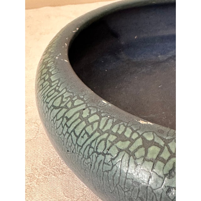 1910s 1910s Arts & Crafts Hampshire Pottery Blue & Green Matte "Peacock" Glaze Bulb Bowl For Sale - Image 5 of 17