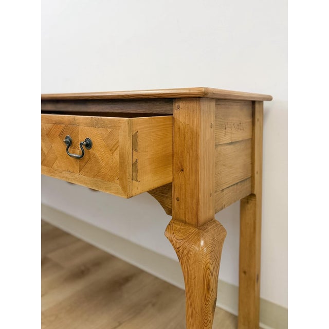 Solid Pine Console Table With Inlay Top and Drawers Organic Modern Studio Craft For Sale - Image 14 of 17