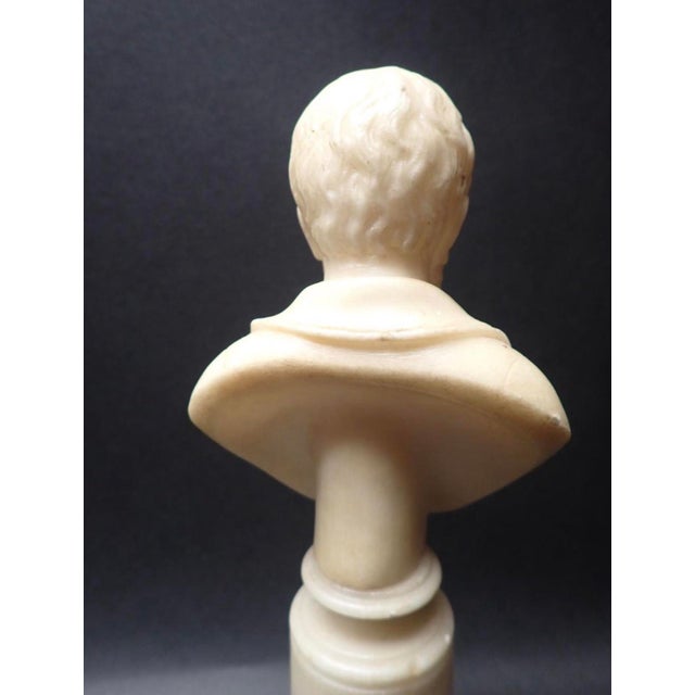 Grand Tour 19th Century Italian Antique Carved Alabaster Grand Tour Portrait Bust of Michelangelo Buonarroti For Sale - Image 3 of 9