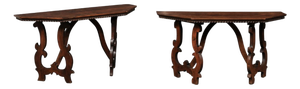 19th Century Italian Halved-Octagon Lyre Leg Consoles