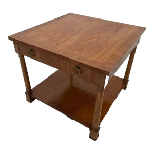 1970s Henredon Nightstand Side Table With One Drawer and Bottom Shelf