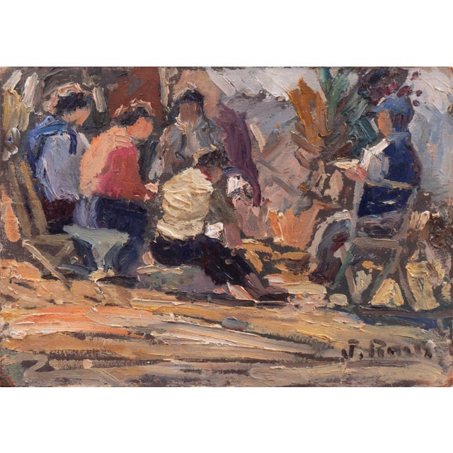 'Seated Around the Fire' by Jose Roig, Argentine For Sale - Image 10 of 10
