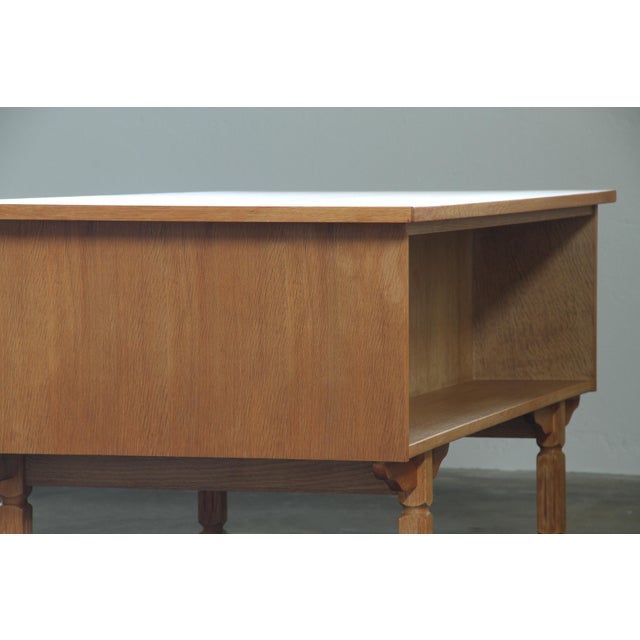 Vintage Danish Brutalist Oak Desk by Henning Kjærnulf, 1960s For Sale - Image 14 of 18