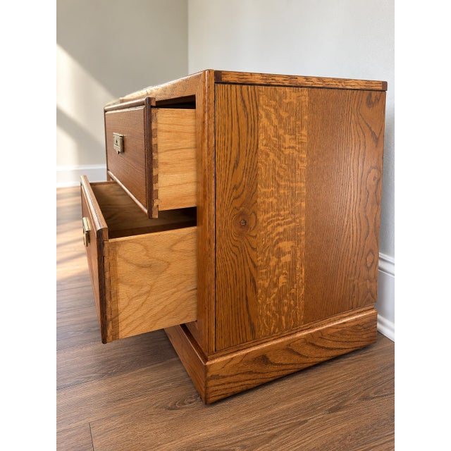 Wood Vintage Thomasville Campaign Nightstand Pair For Sale - Image 7 of 13
