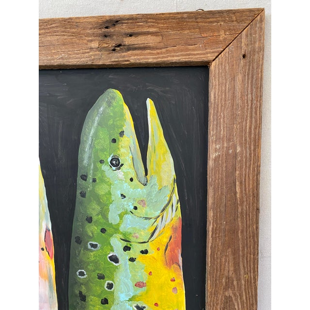 Original Tres Trouts Painting in Barnwood Frame For Sale - Image 4 of 6