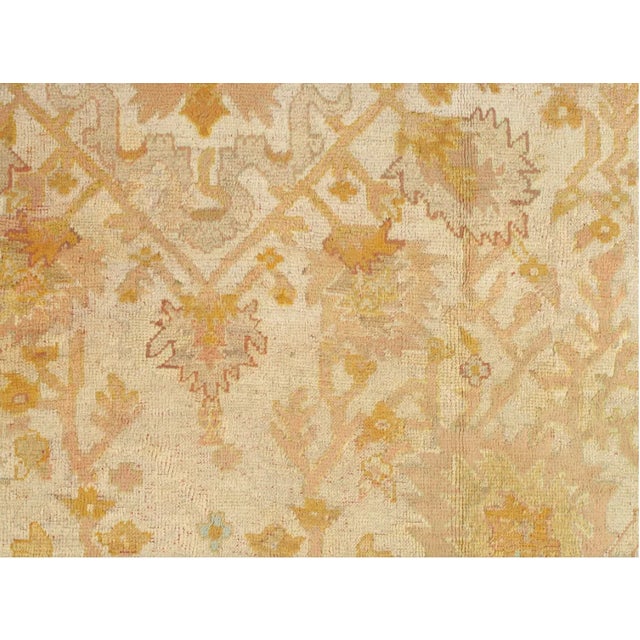 Antique Oushak Carpet Handmade Turkish Oriental Rug Beige, Taupe, Soft Pale Blue For Sale - Image 4 of 11