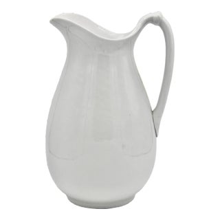 Antique Farmhouse White Ironstone Pitcher For Sale