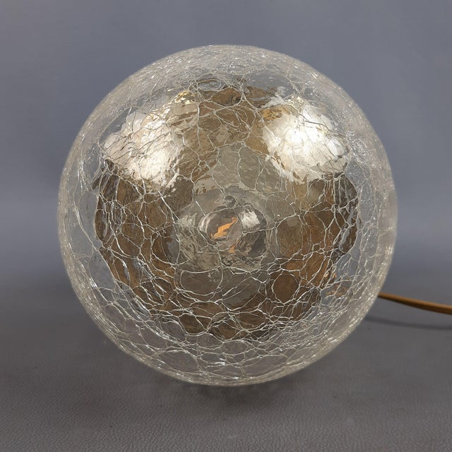 1970s Cracklè Sphere Glass Table Lamp, 1970s For Sale - Image 5 of 12
