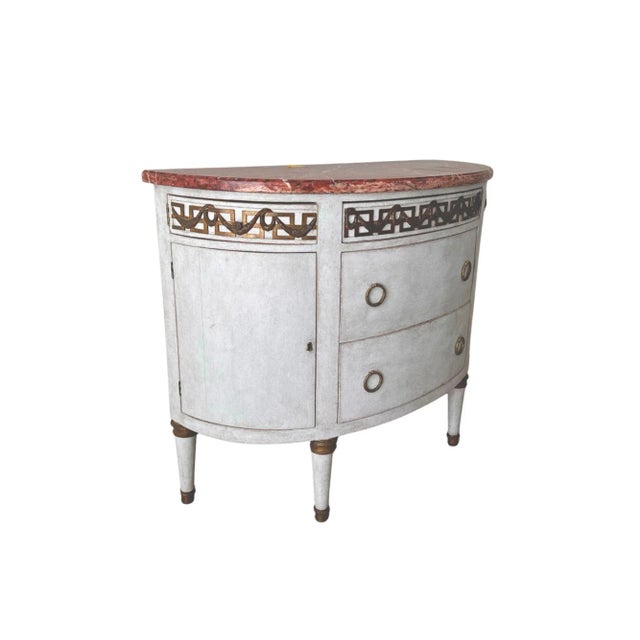 Gustavian (Swedish) 19th Century Swedish Gustavian Demi-Lune Commode For Sale - Image 3 of 11
