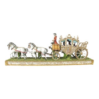 Vintage Monumental Porcelain Horse Drawn Victorian Carriage Centerpiece Group For Sale