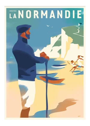 Danish Modern Travel Poster, Visitez Normandie