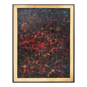 1962 Large Mid-Century Abstract Oil Painting, Stanley Landsman "Raven"