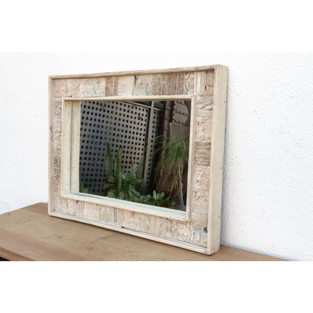 Wood Carved Bleached Wood Tribal Mirror For Sale - Image 7 of 8