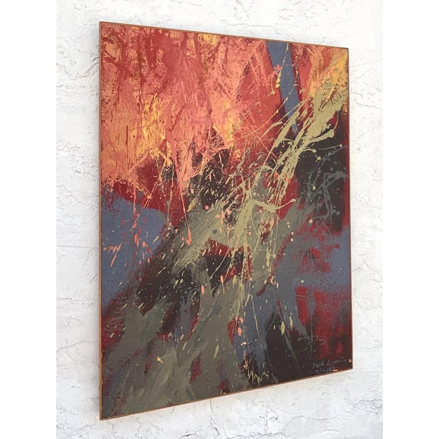 Abstract Vintage Boho Abstract Oil Painting on Board For Sale - Image 3 of 5