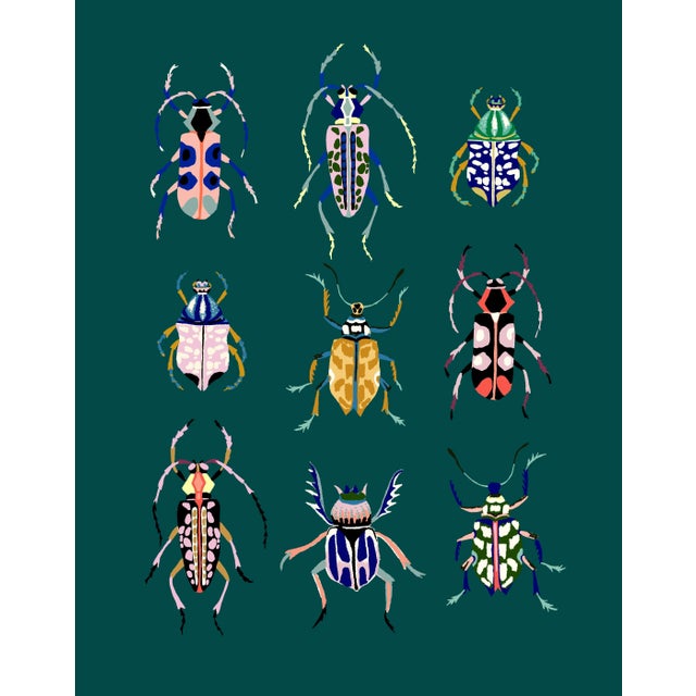 Beetle Box (Teal) Contemporary Giclee Print by Sarah Gordon For Sale