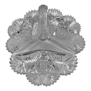 Very Rare American Brilliant 3 Well Serving Platter For Sale