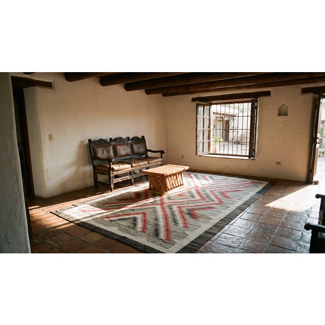 1920s Antique Artistic Tribal Geometric Flatweave Native American Navajo Rug For Sale - Image 11 of 12