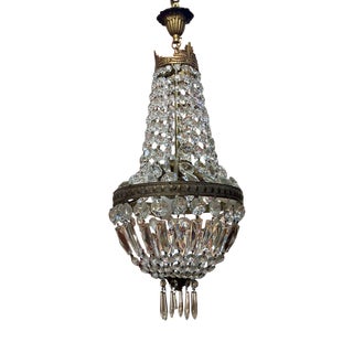 Early 20th Century Hot Air Balloon Chandelier with Crystal Drops For Sale