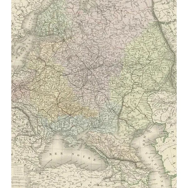 Antique Map of Russia in Europe by Levasseur, 1875 For Sale - Image 4 of 5