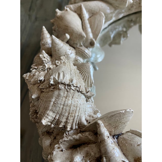 1960s Vintage Serge Roche She’ll Plaster Mirror For Sale - Image 5 of 7