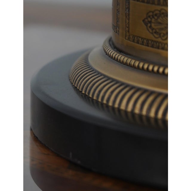 Glass Pair Quality Large Glass & Brass Hurricane Candlesticks For Sale - Image 7 of 11