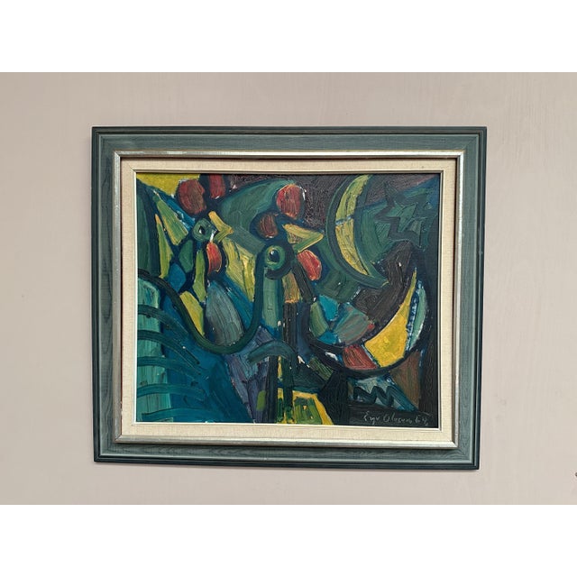 Eyvind Olesen, Chicken Composition, 1950s, Oil on Canvas, Framed For Sale - Image 10 of 18