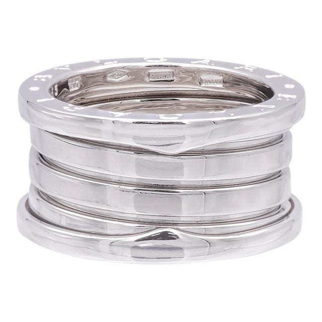 Bulgari Bvlgari B.zero1 18k White Gold 4-Row Band Ring Size 53 (6.5) For Sale