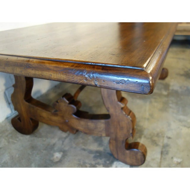 Contemporary 17th Century Style Italian Solid Walnut 60x34 Coffee Table For Sale - Image 4 of 12