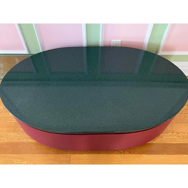 1980 Mauve Pink Coffee Table With Granite Green Stone For Sale - Image 4 of 10
