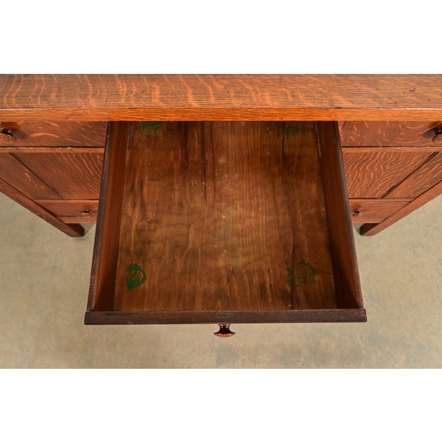 Brown Stickley Brothers Style Antique Mission Tiger Oak Arts & Crafts Sideboard or Bar Cabinet, Circa 1910 For Sale - Image 8 of 18