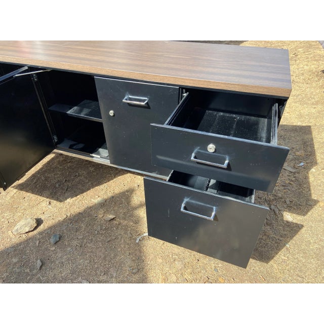 Metal Steelcase Vintage Mid Century Modern Metal Credenza Sideboard For Sale - Image 7 of 12