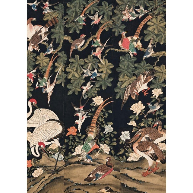 Chinese Oversized 19th C. Chinese Handpainted Hundred Birds Paying Homage to the Phoenix For Sale - Image 3 of 13