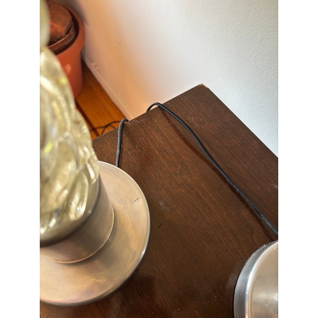 1960s Mid Century Modern of Table Lamps, Metal & Glass - a Pair For Sale - Image 4 of 6