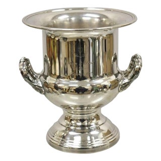 Late 20th Century Gorham Newport Silver Plated Trophy Cup Champagne Chiller Ice Bucket Engraved For Sale