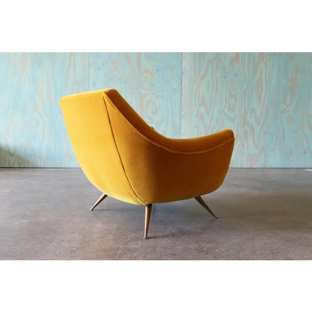 Mid-Century Modern 1950s Henry Glass Lounge Chair Brass Legs Gold Mohair Mid Century Modern For Sale - Image 3 of 13