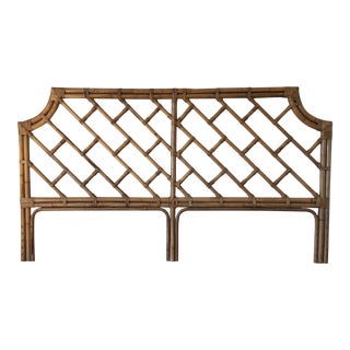 Vintage Rattan Bamboo King Pagoda Headboard For Sale