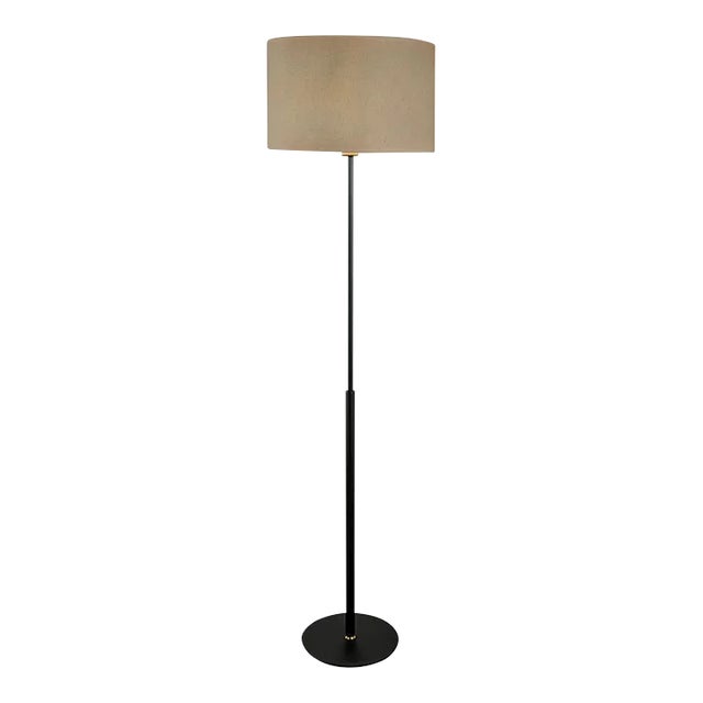 Satin Black With Brushed Brass Avenue Floor Light For Sale