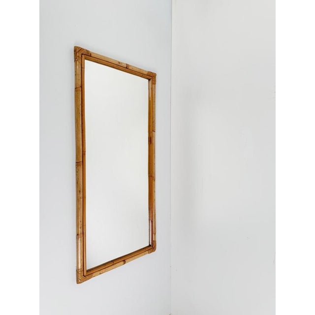 Large Italian Rectangular Bamboo and Rattan Mirror, 1970s For Sale - Image 6 of 14