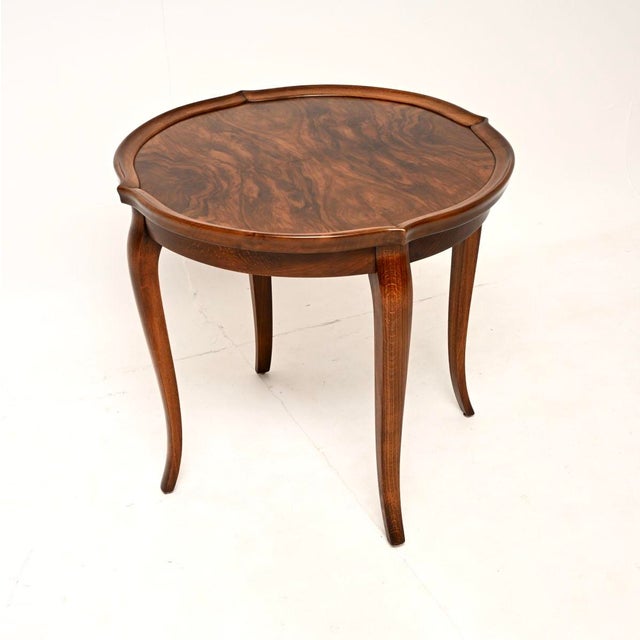 Vintage Figured Walnut Pie Crust Coffee Table, 1920 For Sale - Image 3 of 7
