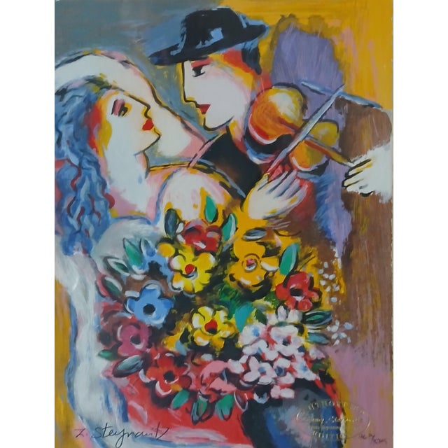 Serigraph embellished with oil paint entitled Bridal Bliss by Polish artist Zamy Steynovitz, signed by the artist....