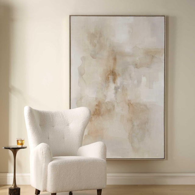 Delicate In Nature, This Hand Painted Canvas Layers Light Washes Of Neutral Colors That Will Lend An Airy And Expansive...
