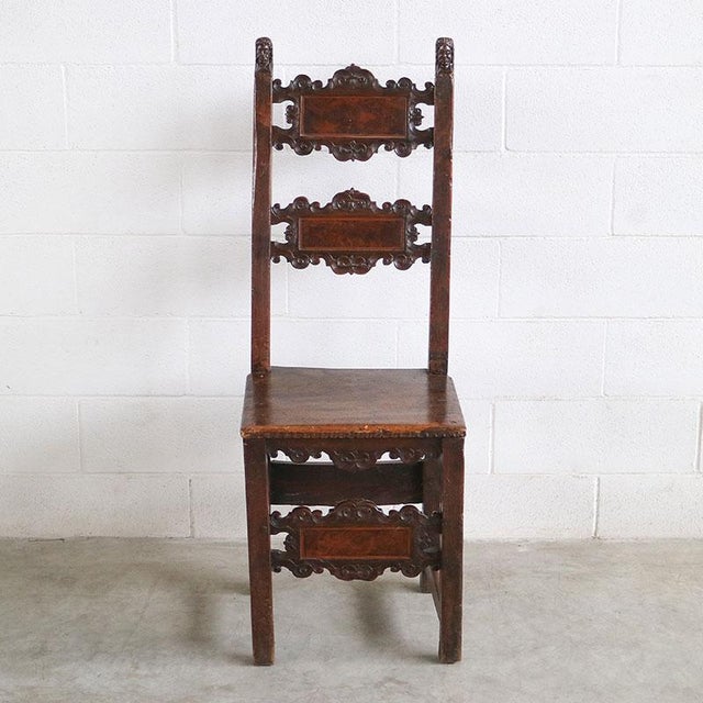 Wood Renaissance Chair in Carved Walnut For Sale - Image 7 of 15