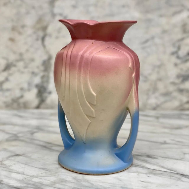 Vintage Art Deco Porcelain Handle Vase by Hull Pottery For Sale - Image 4 of 13