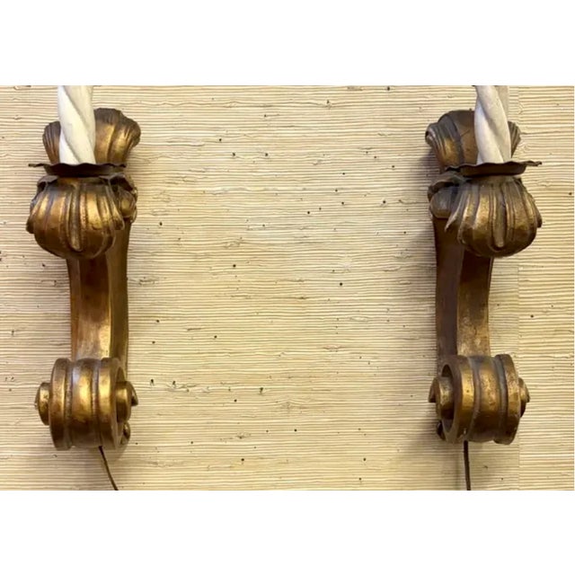 Early 20th Century Wood Giltwood Wall Sconces For Sale In New York - Image 6 of 8