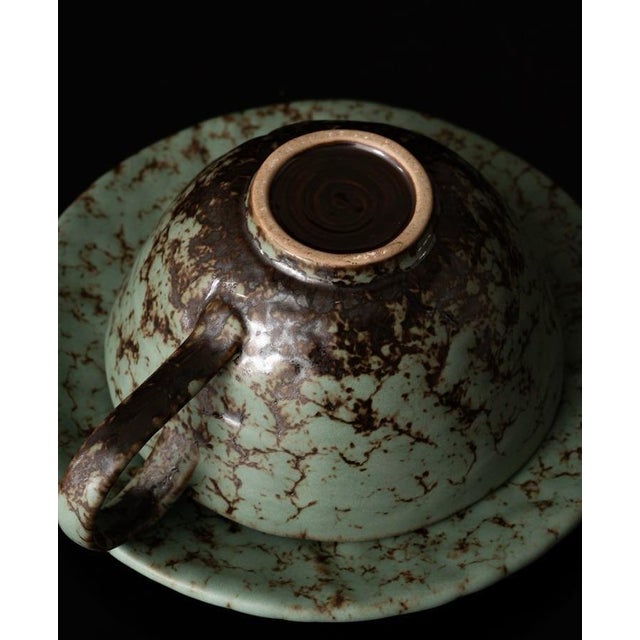 Art Deco 1990s Handmade Kiln-Fired Glaze Retro Ceramic Cup For Sale - Image 3 of 4